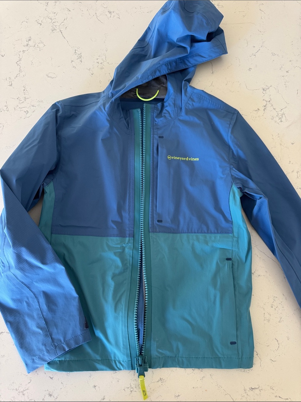 Vineyard Vines Kids Two-Tone Blue Hooded Raincoat - NWOT